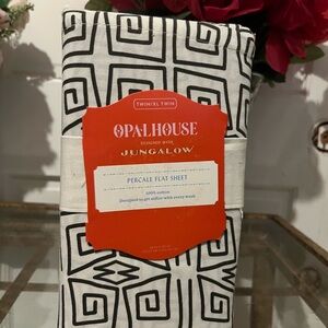 Opalhouse Black and White Geometric Percale Flat Sheet